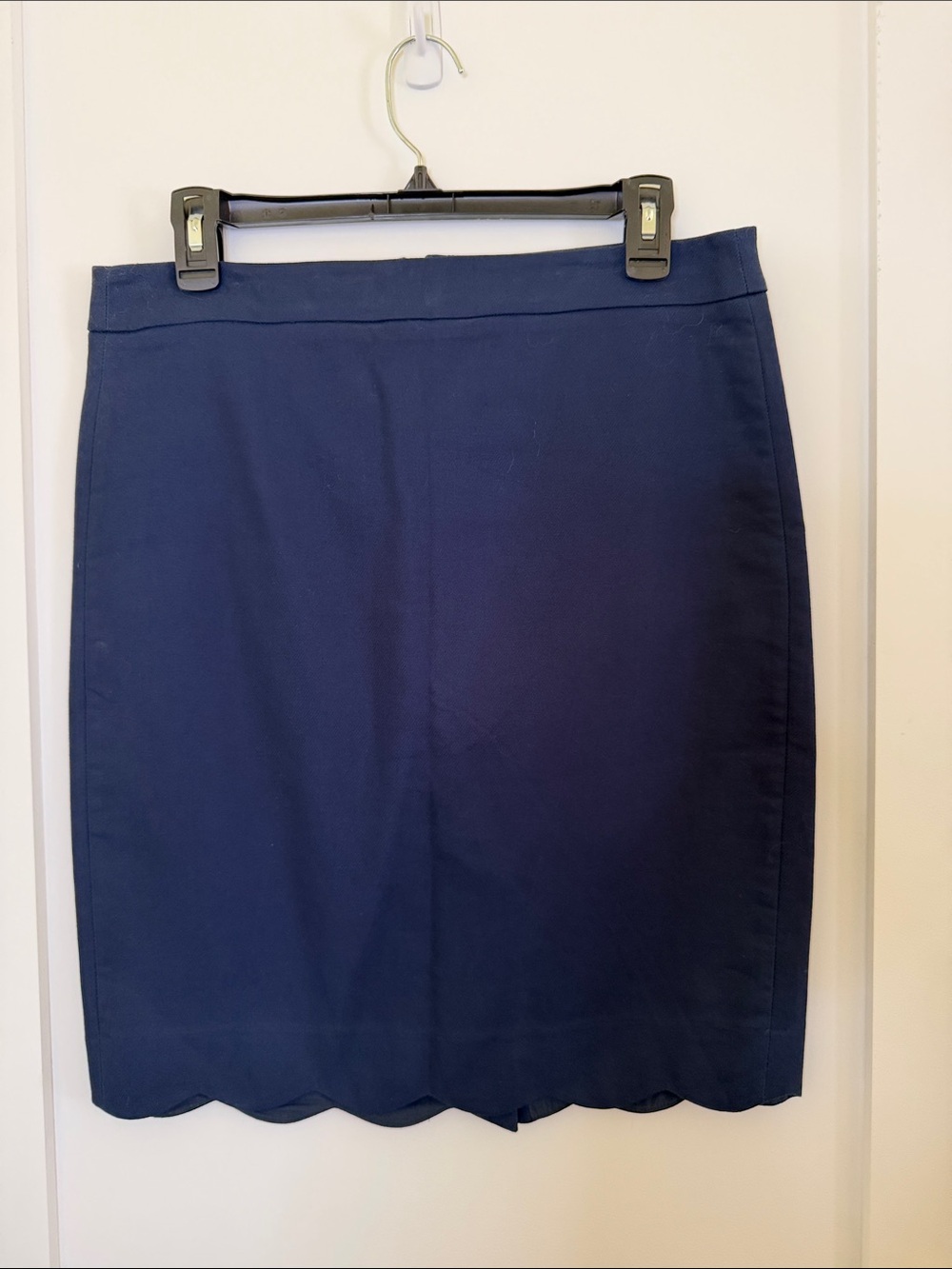 J. Crew Navy Scalloped Hem Pencil Skirt